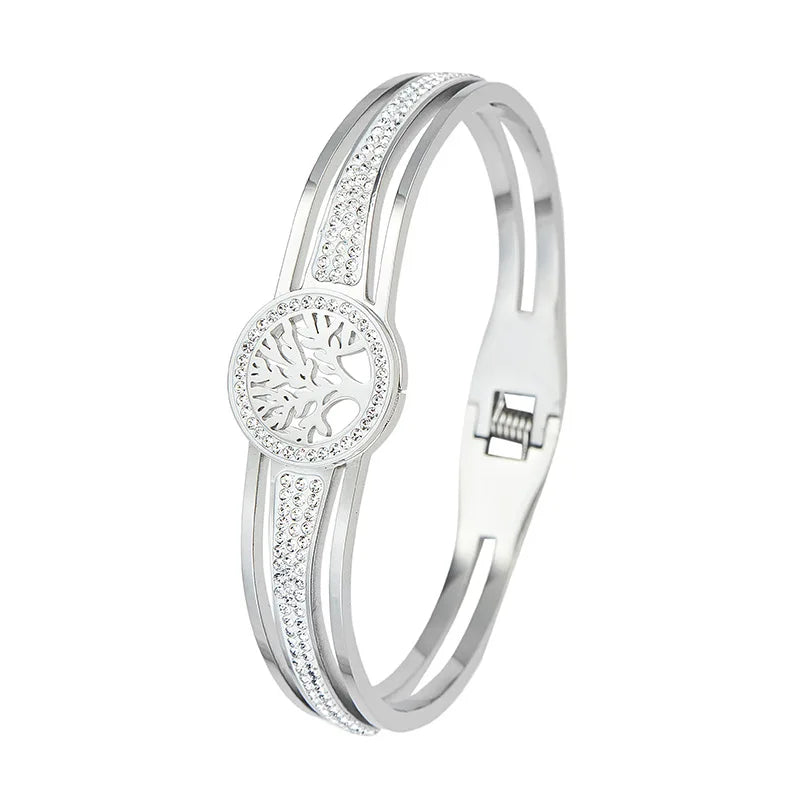 Bracelet with Tree of Life and Silver Crystal