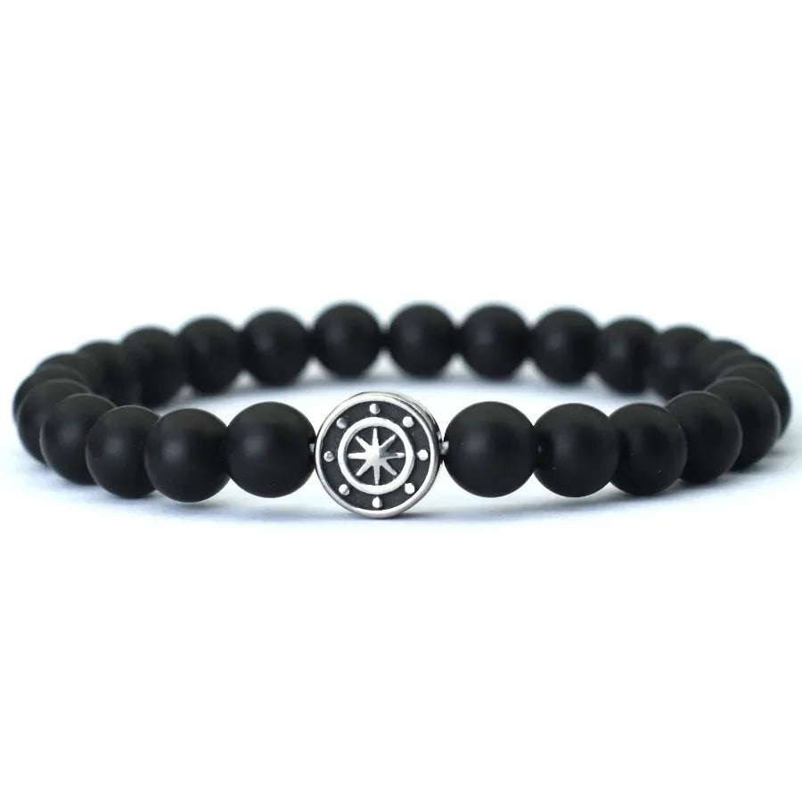 Bracelet with Compass Rose in Natural Stones onyx