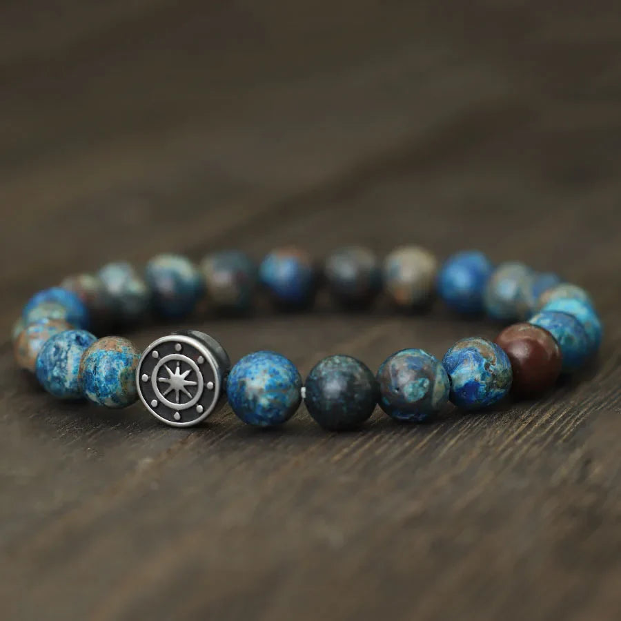 Bracelet with Compass Rose in Natural Stones phoenix