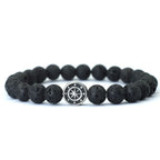 Bracelet with Compass Rose in Natural Stones lava stone