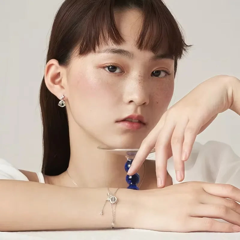 Bracelet with Moonstone Crystal and Zircon Stars