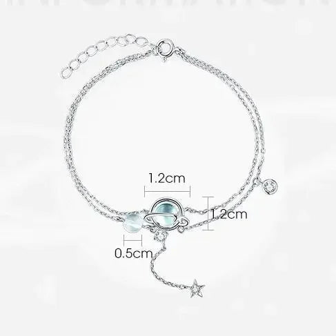 Bracelet with Moonstone Crystal and Zircon Stars