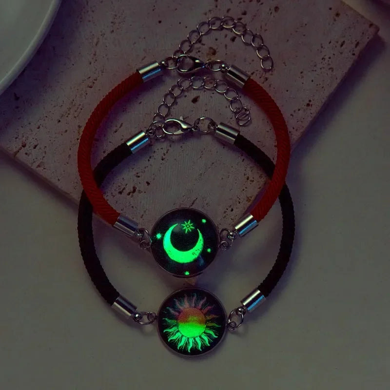 Bracelet with Crescent Moon and Bright Red and Black Sun