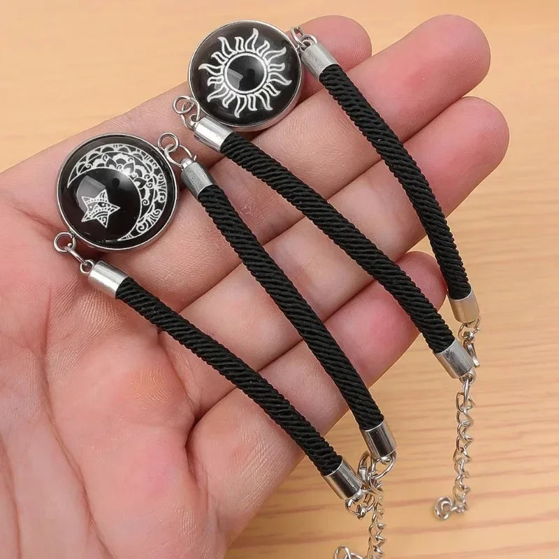 Bracelet with Crescent Moon and Bright Black Sun