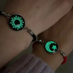 Bracelet with Crescent Moon and Bright Red and Black Sun