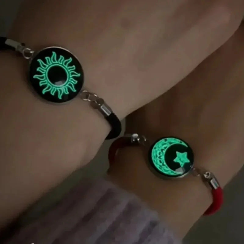 Bracelet with Crescent Moon and Bright Red and Black Sun