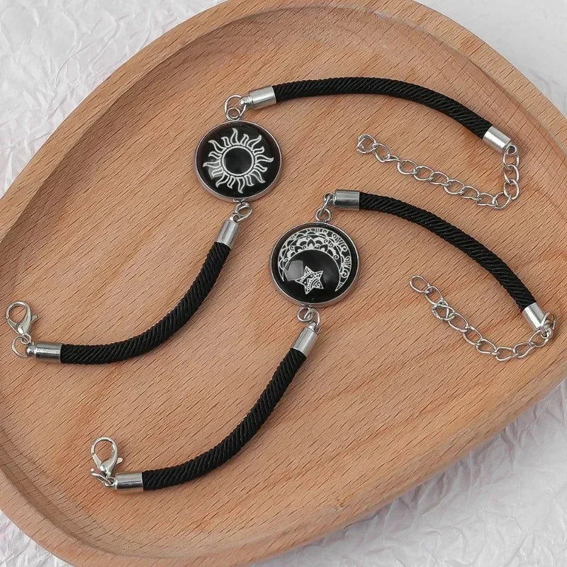 Bracelet with Crescent Moon and Bright Black Sun