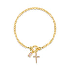 Bracelet avec croix et pierre de naissance