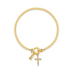Bracelet avec croix et pierre de naissance