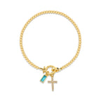 Bracelet avec croix et pierre de naissance