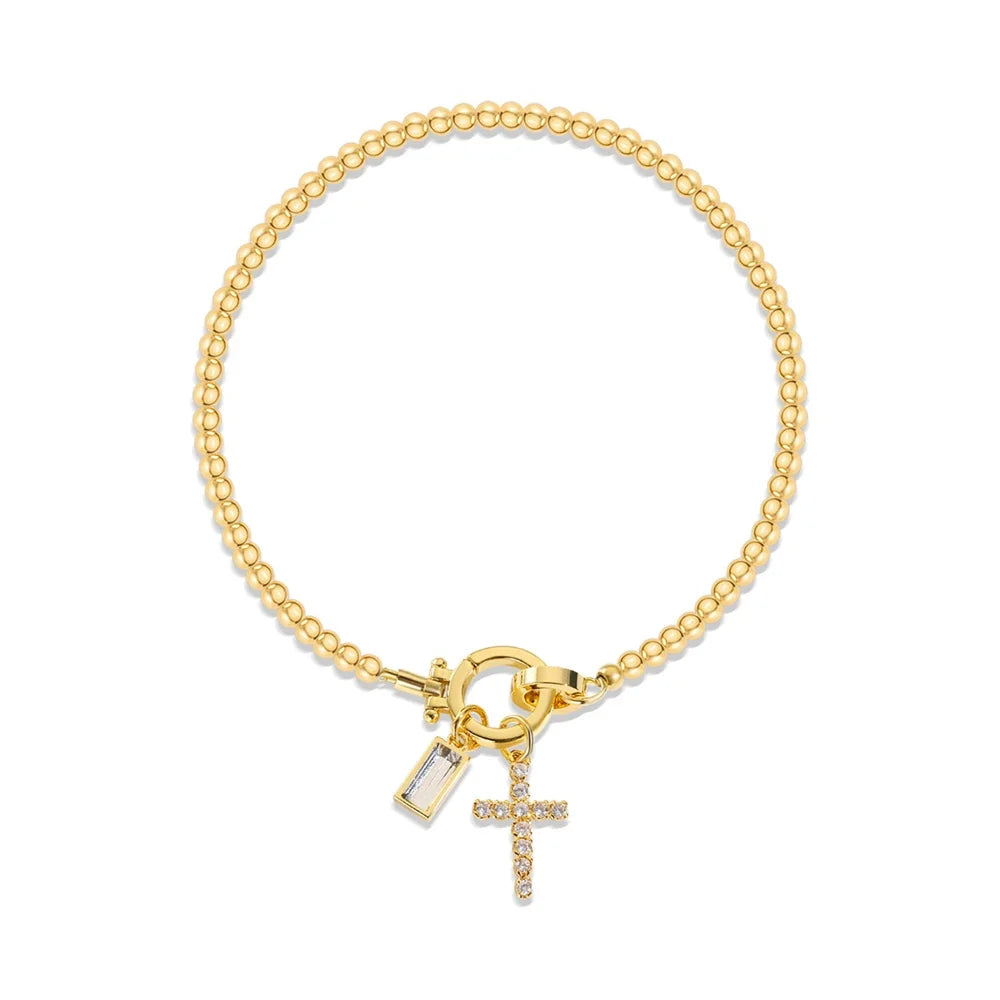 Bracelet avec croix et pierre de naissance