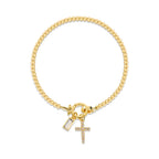 Bracelet avec croix et pierre de naissance
