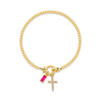 Bracelet avec croix et pierre de naissance
