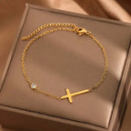 Bracelet avec Croix pour Femme Or & Argent