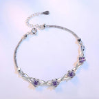 Bracelet with Fine Flowers in Purple Zircon