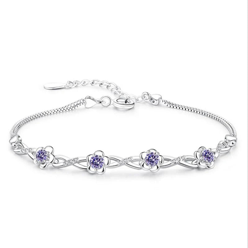 Bracelet with Fine Zircon Flowers 