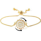 Bracelet with Rotating Flower Anti-Stress and Rhinestones 2
