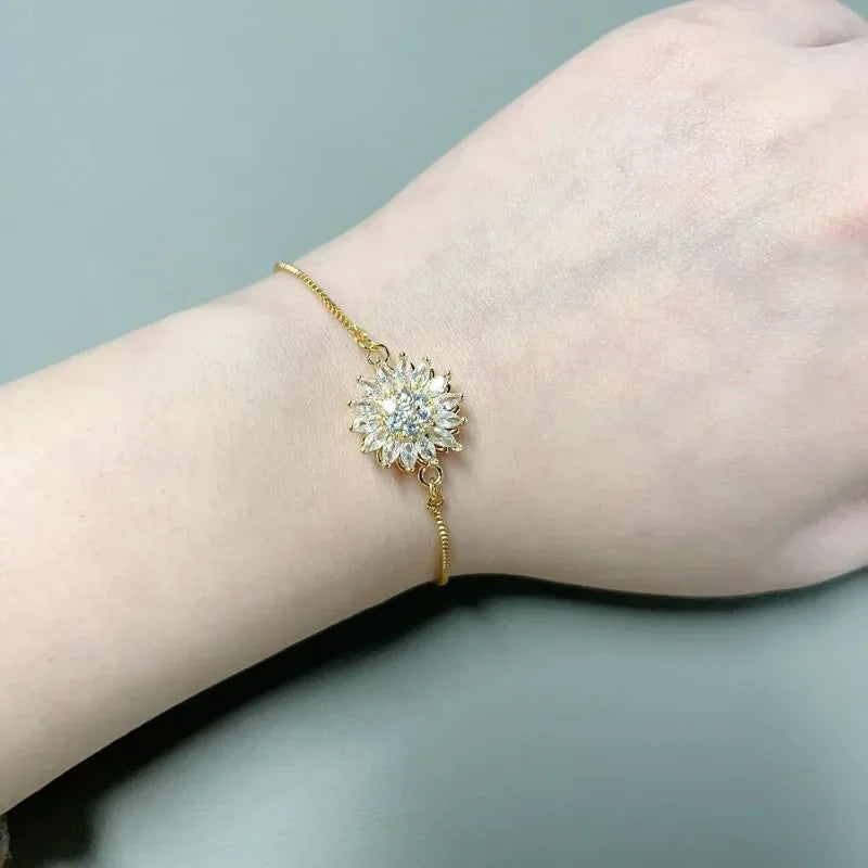 Bracelet with Rotating Flower Anti-Stress and Rhinestones 2