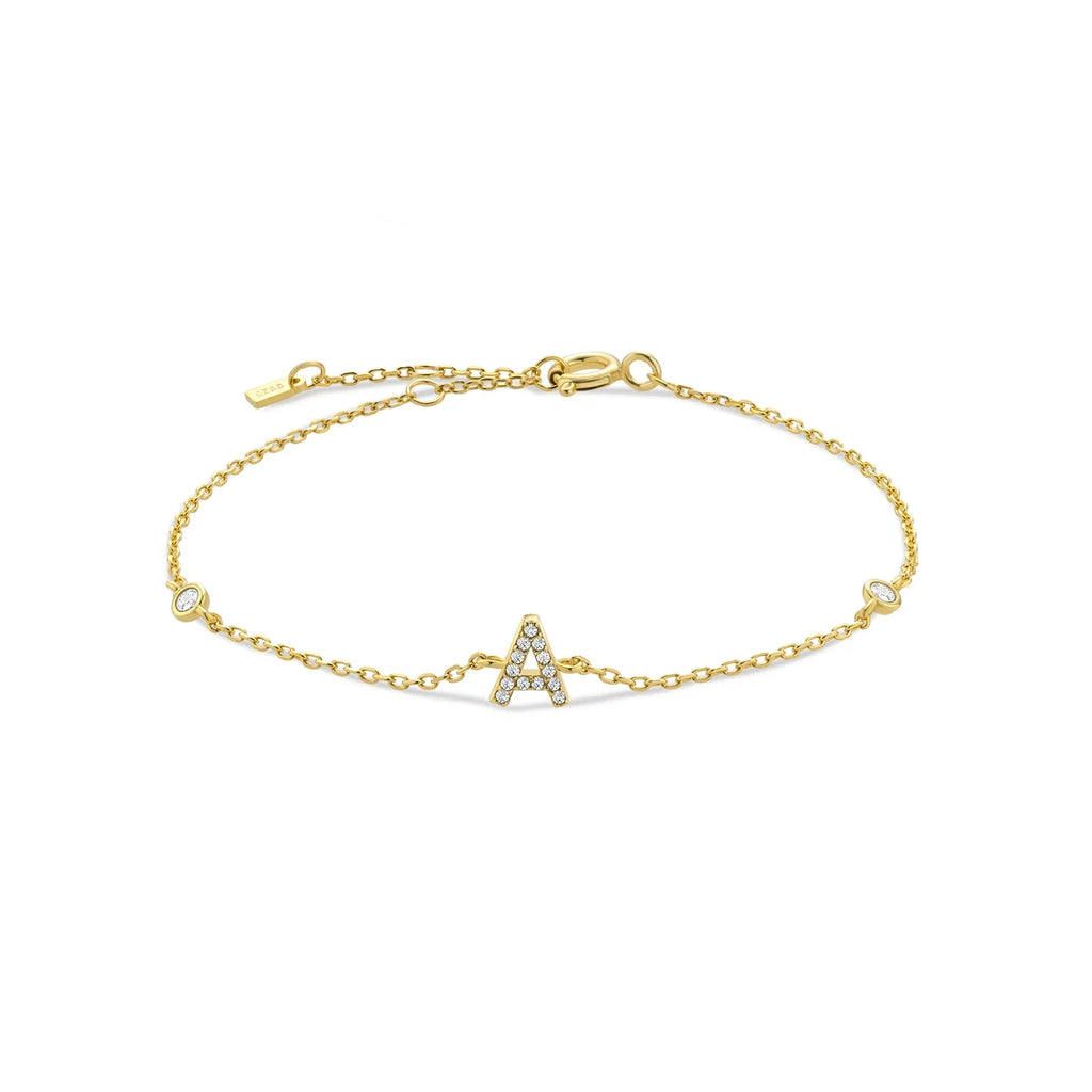 Bracelet avec initiale en strass or a
