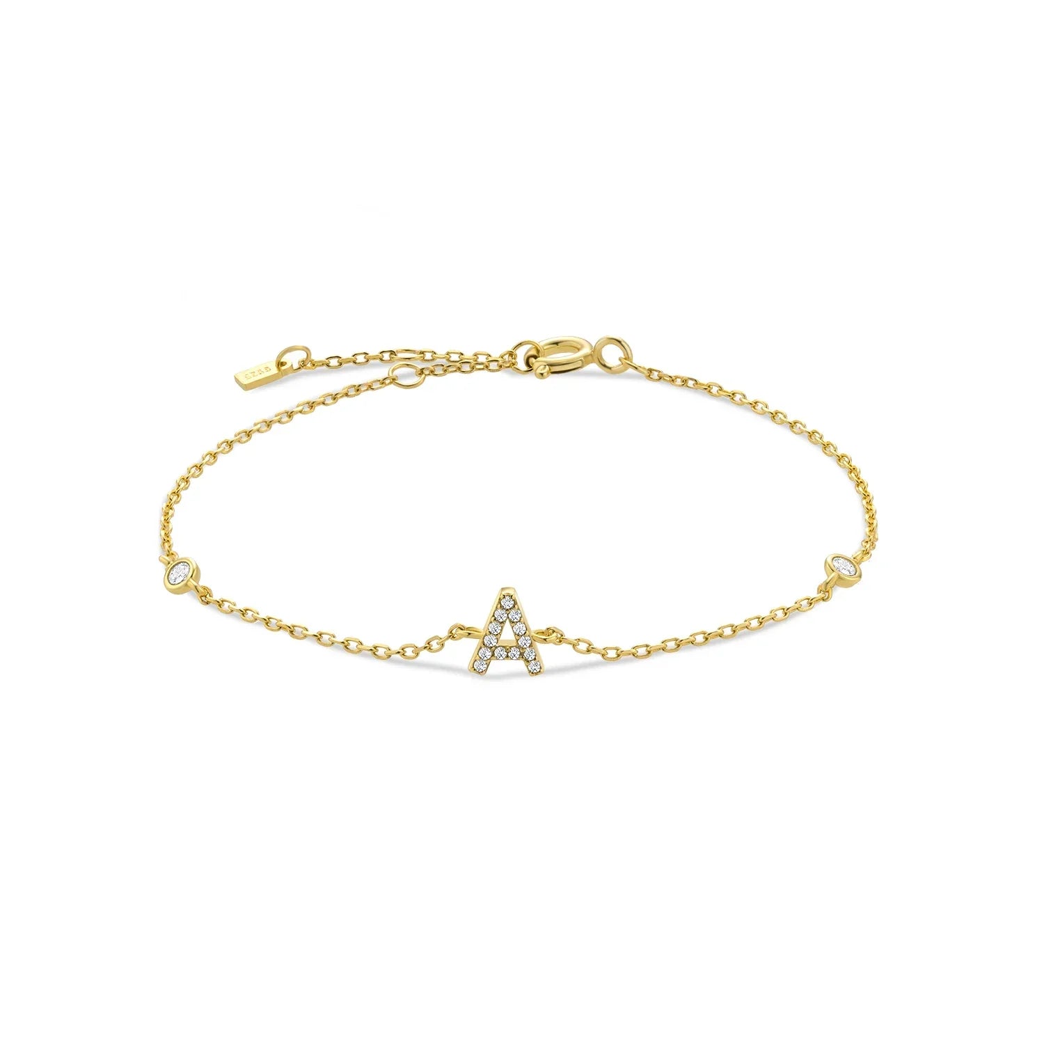 Bracelet avec initiale en strass or a