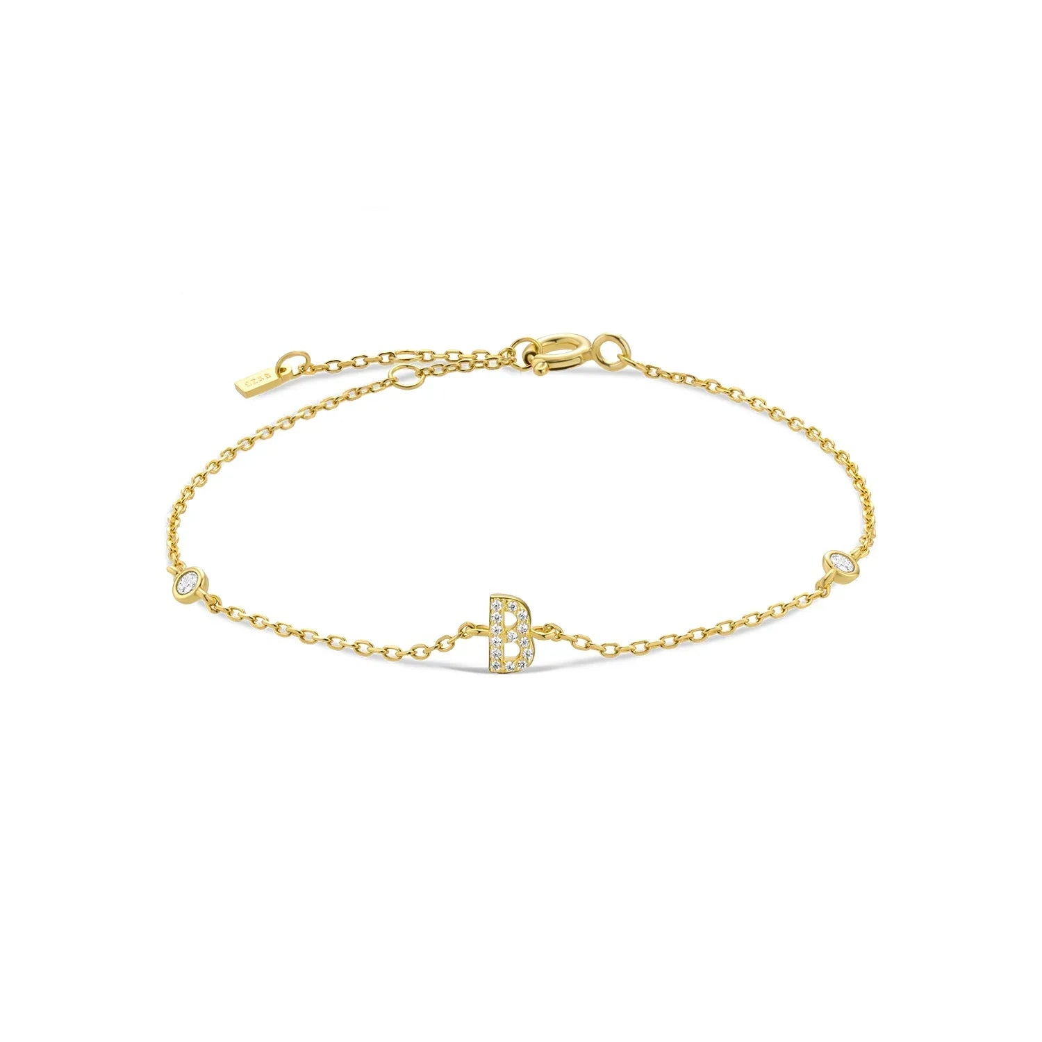 Bracelet avec initiale en strass or b