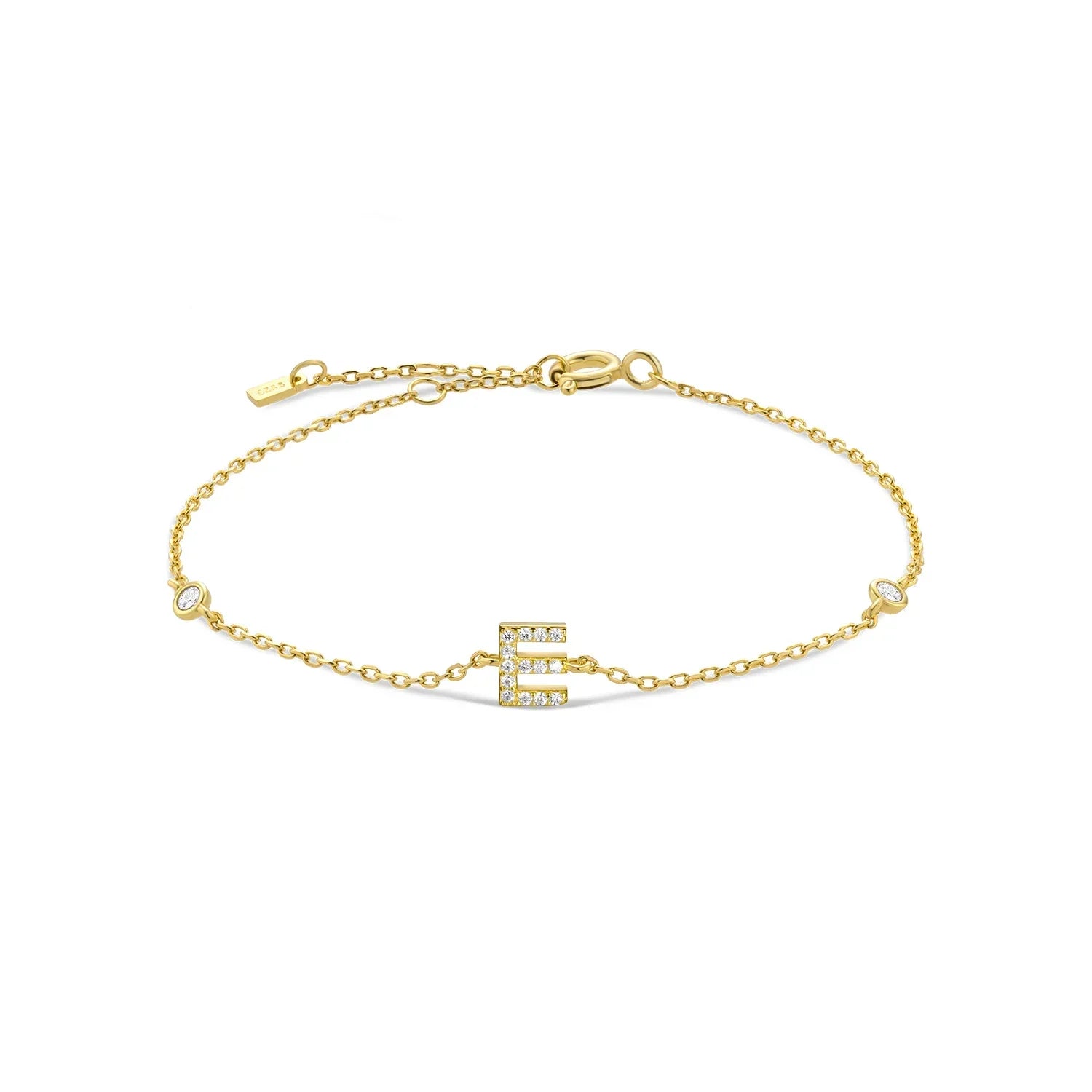 Bracelet avec initiale en strass or e