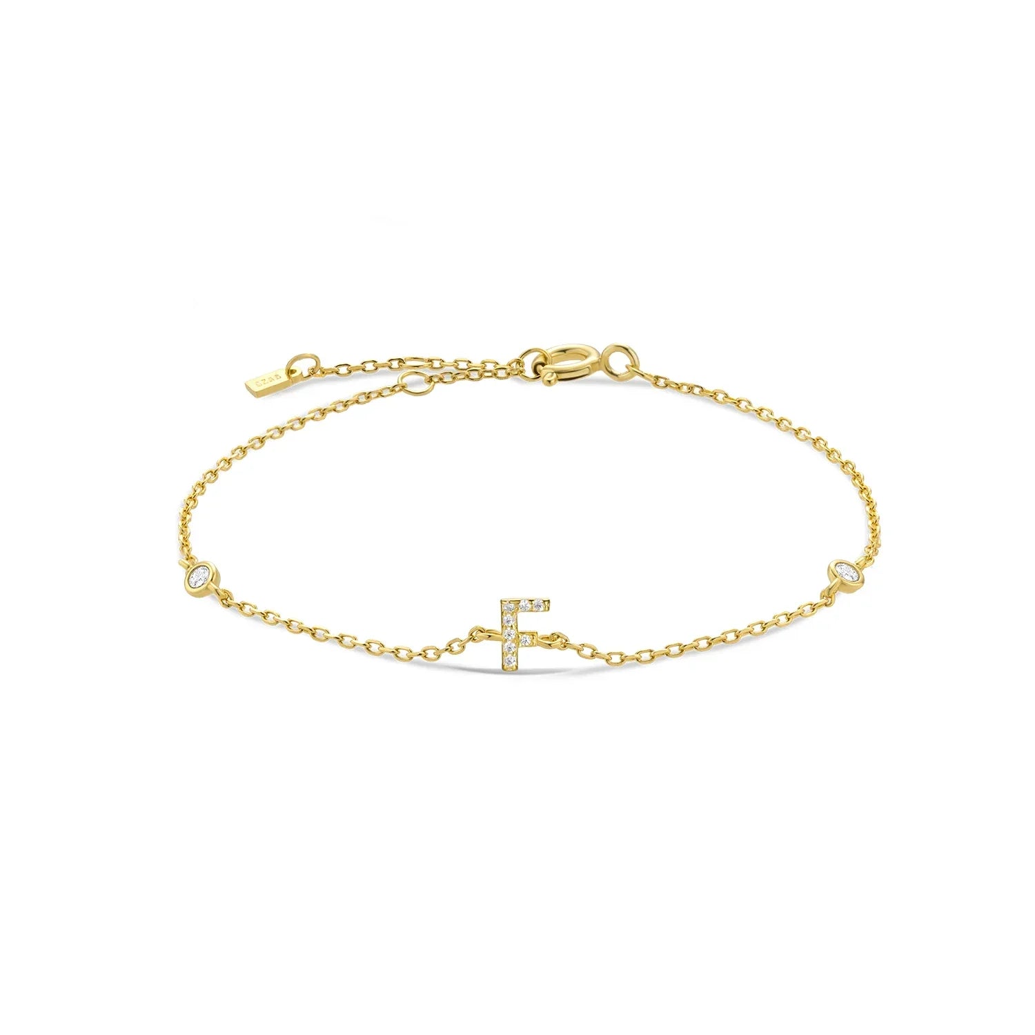 Bracelet avec initiale en strass or f