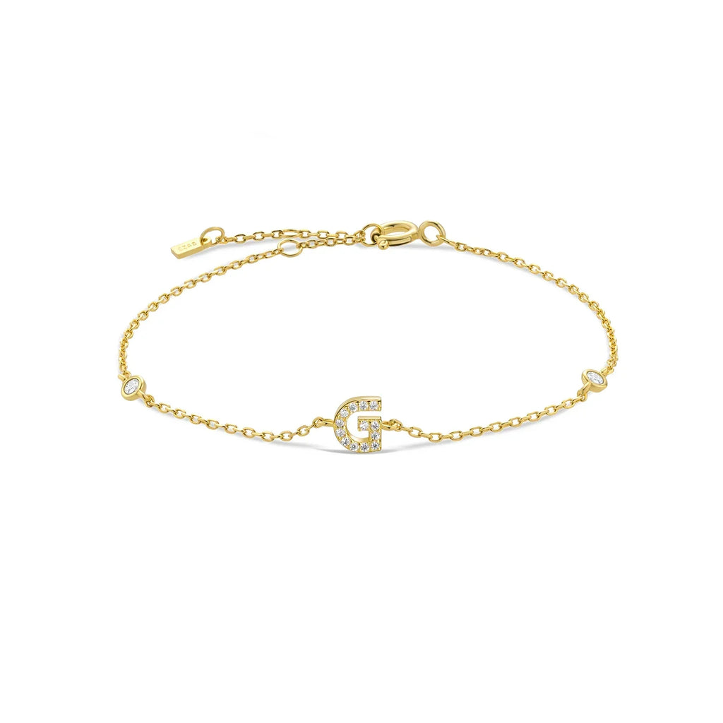 Bracelet avec initiale en strass or g