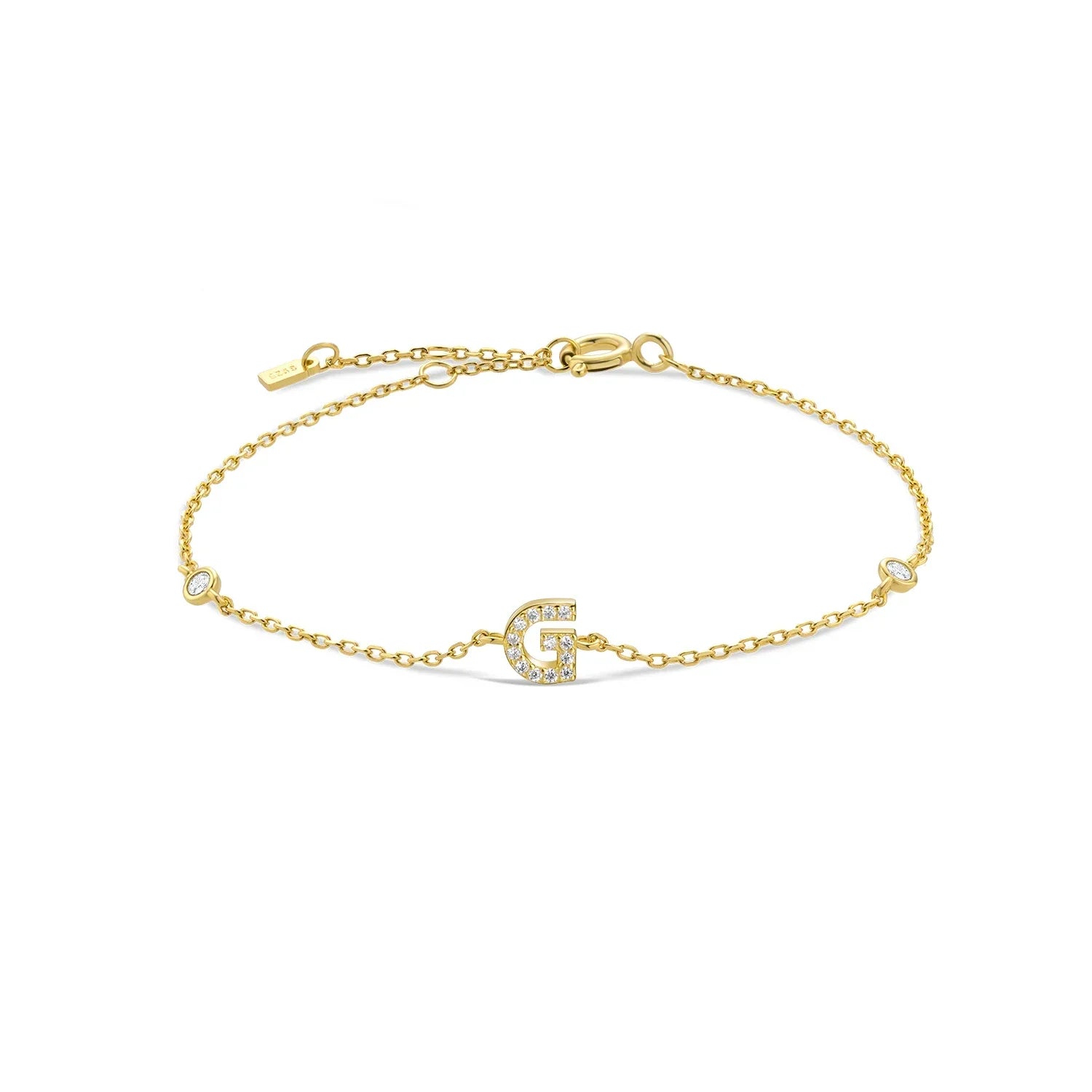 Bracelet avec initiale en strass or g