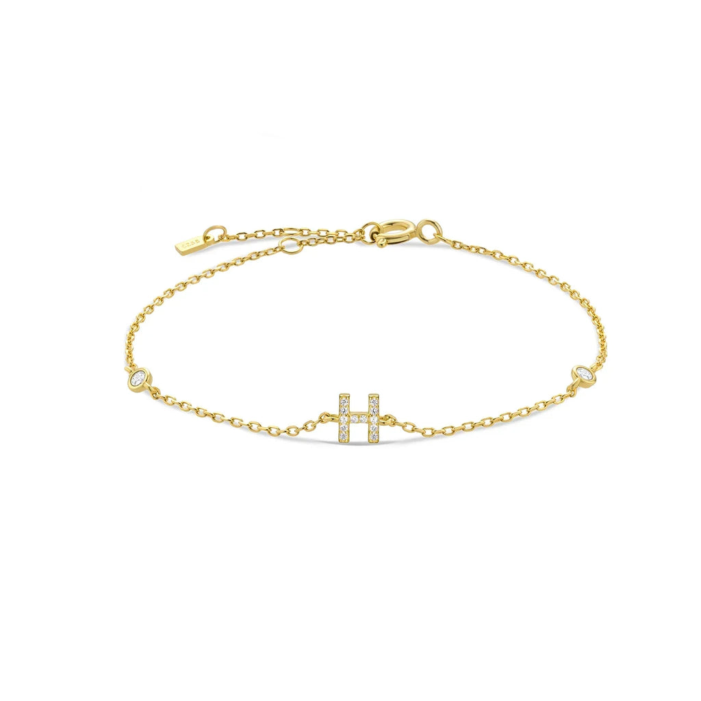 Bracelet avec initiale en strass or h