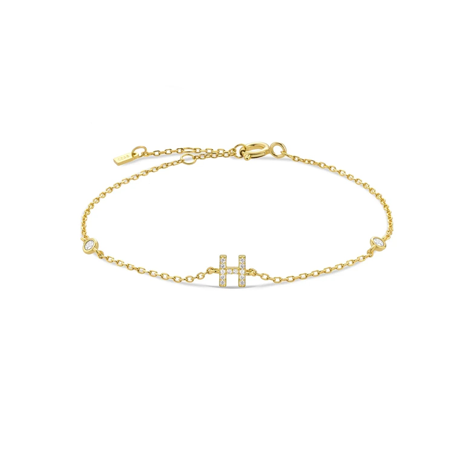 Bracelet avec initiale en strass or h
