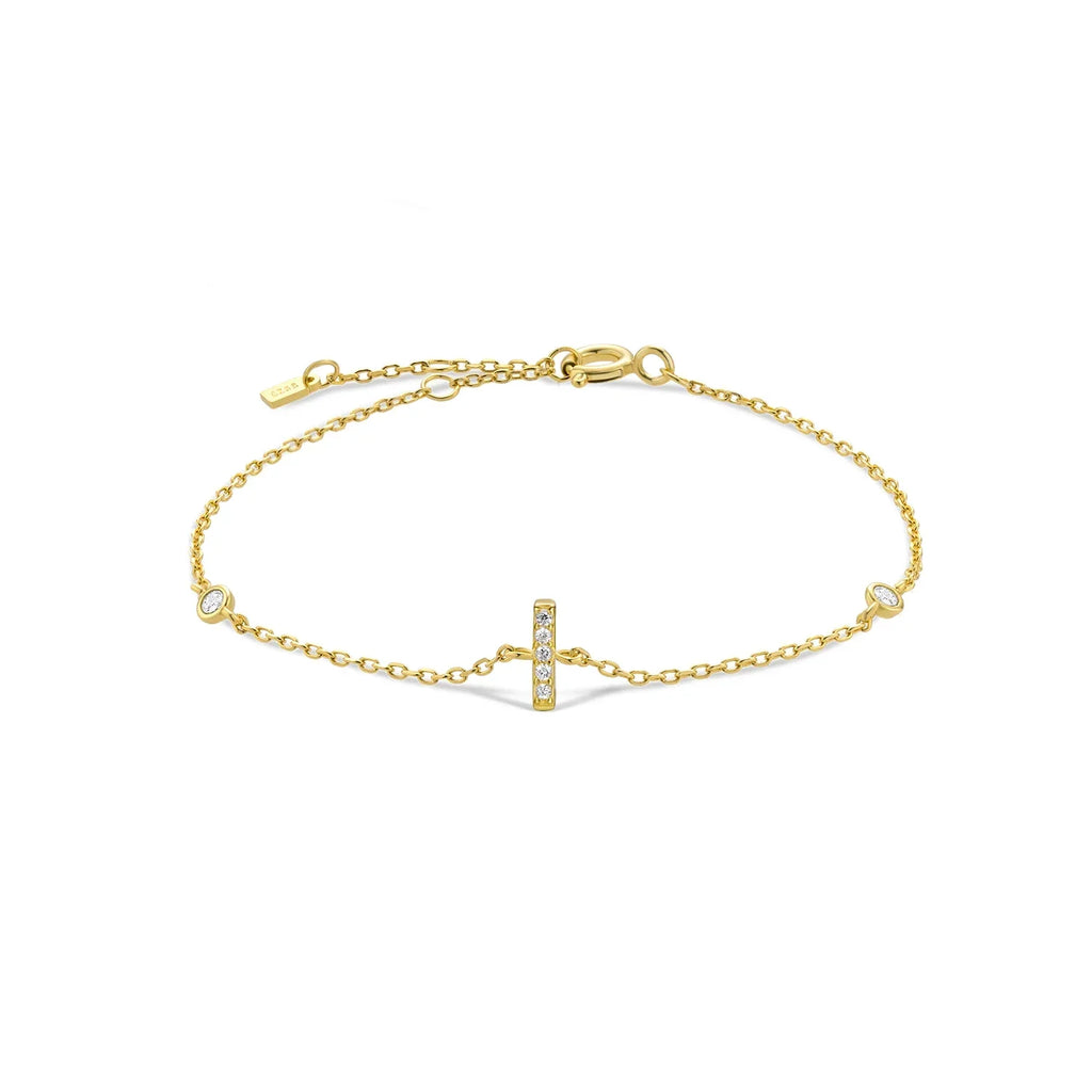 Bracelet avec initiale en strass or i