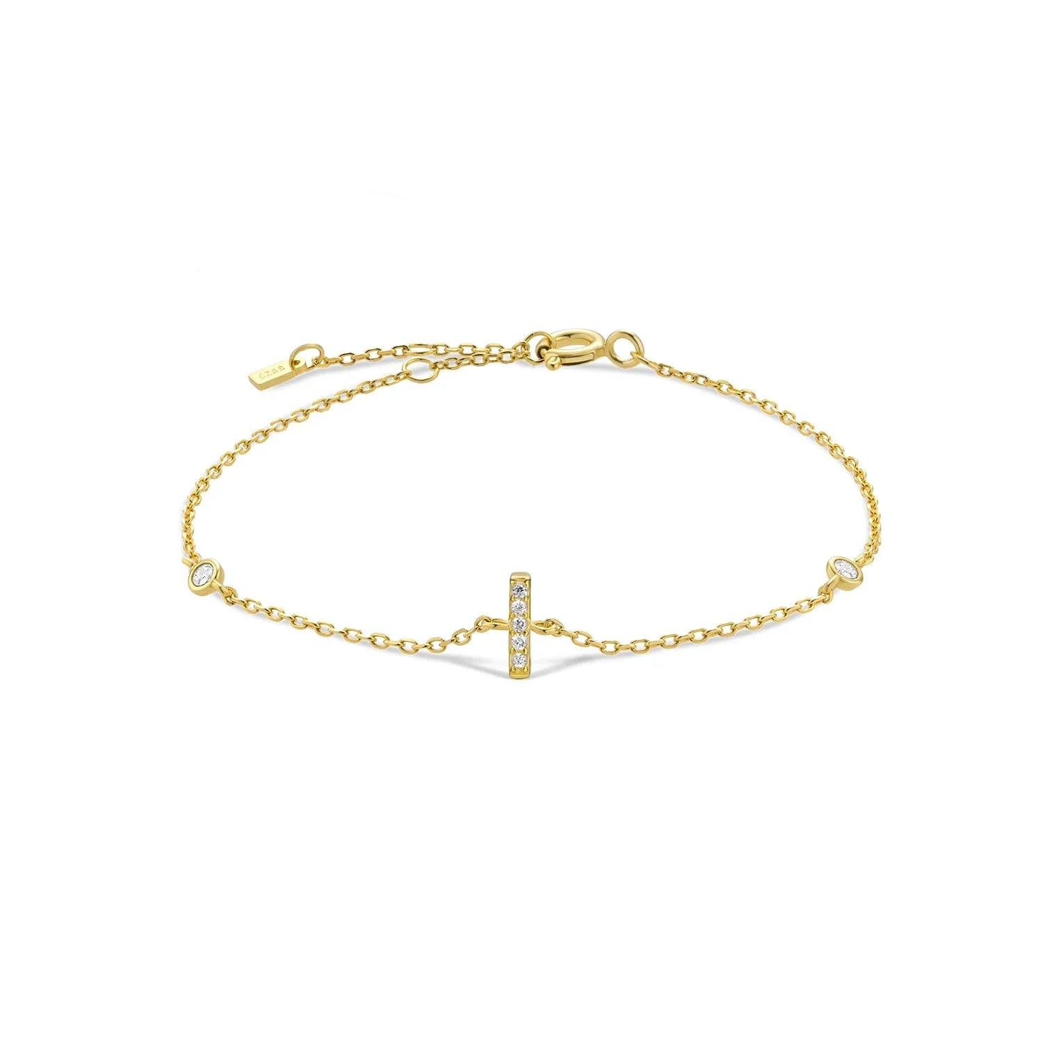 Bracelet avec initiale en strass or i
