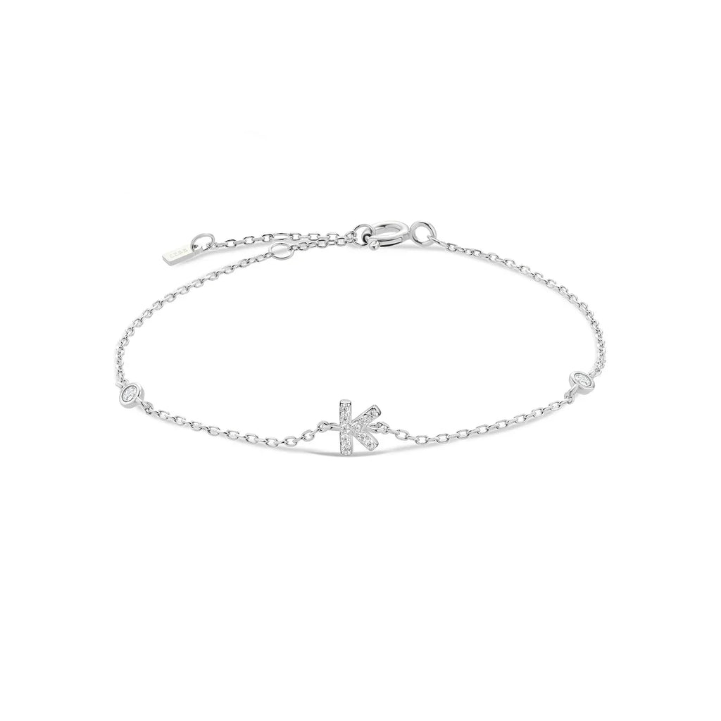 Bracelet avec initiale en strass argent k