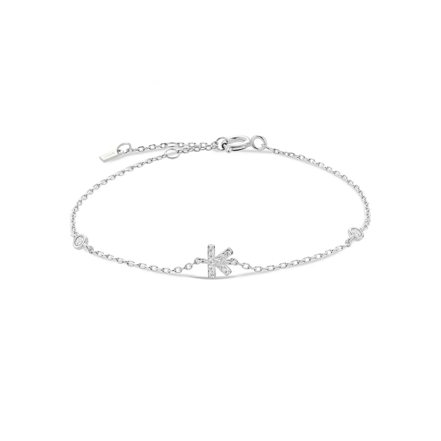 Bracelet avec initiale en strass argent k