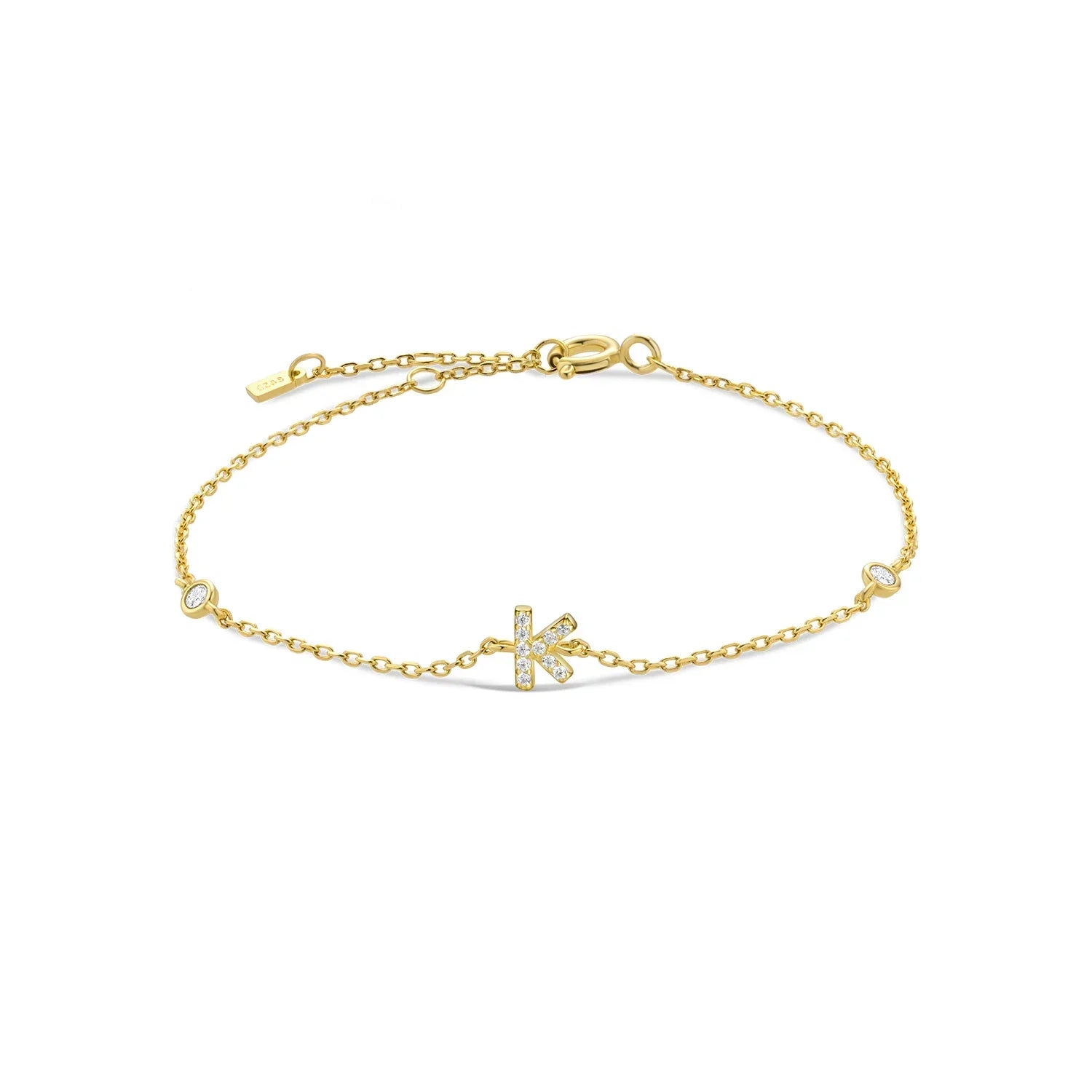 Bracelet avec initiale en strass or k