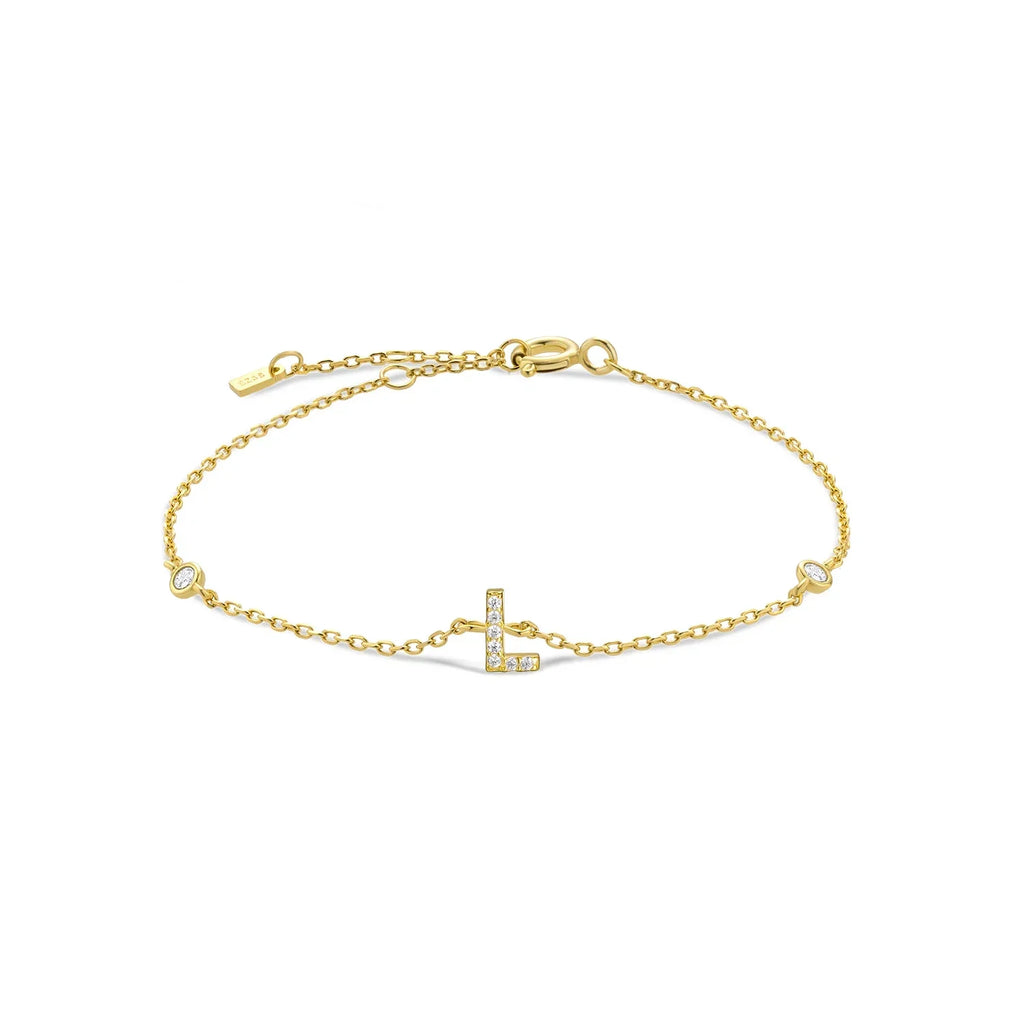 Bracelet avec initiale en strass or l