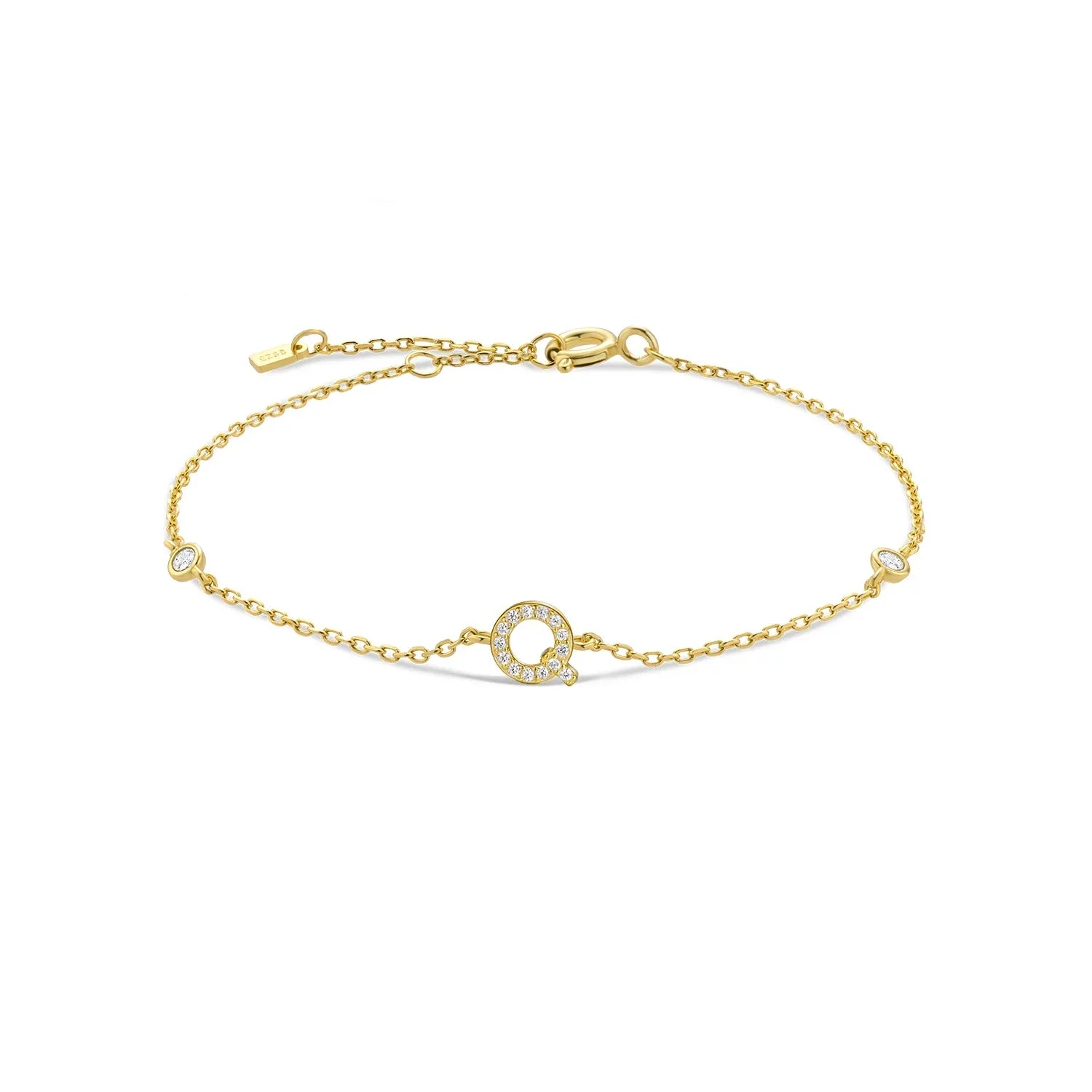 Bracelet avec initiale en strass or q