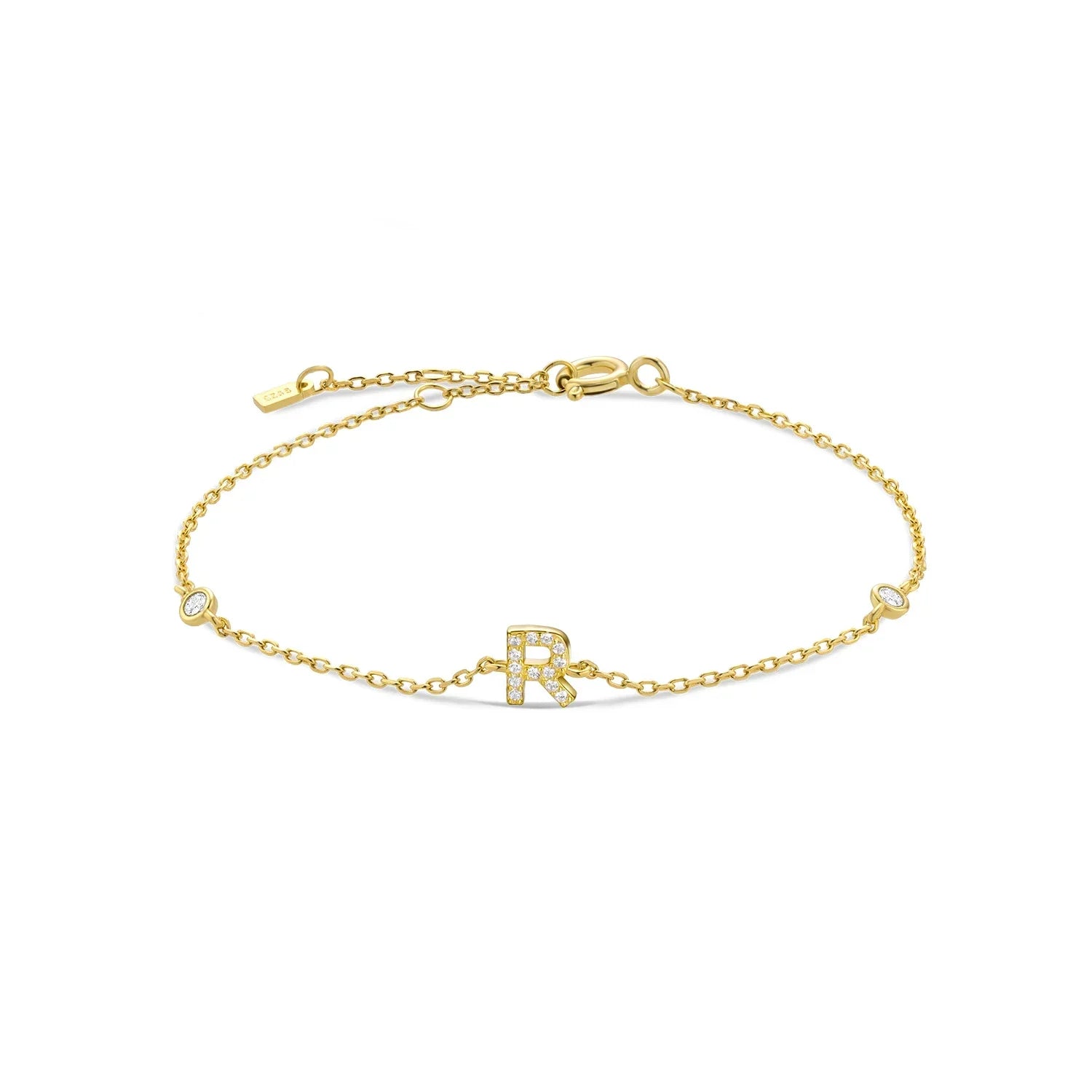 Bracelet avec initiale en strass or r