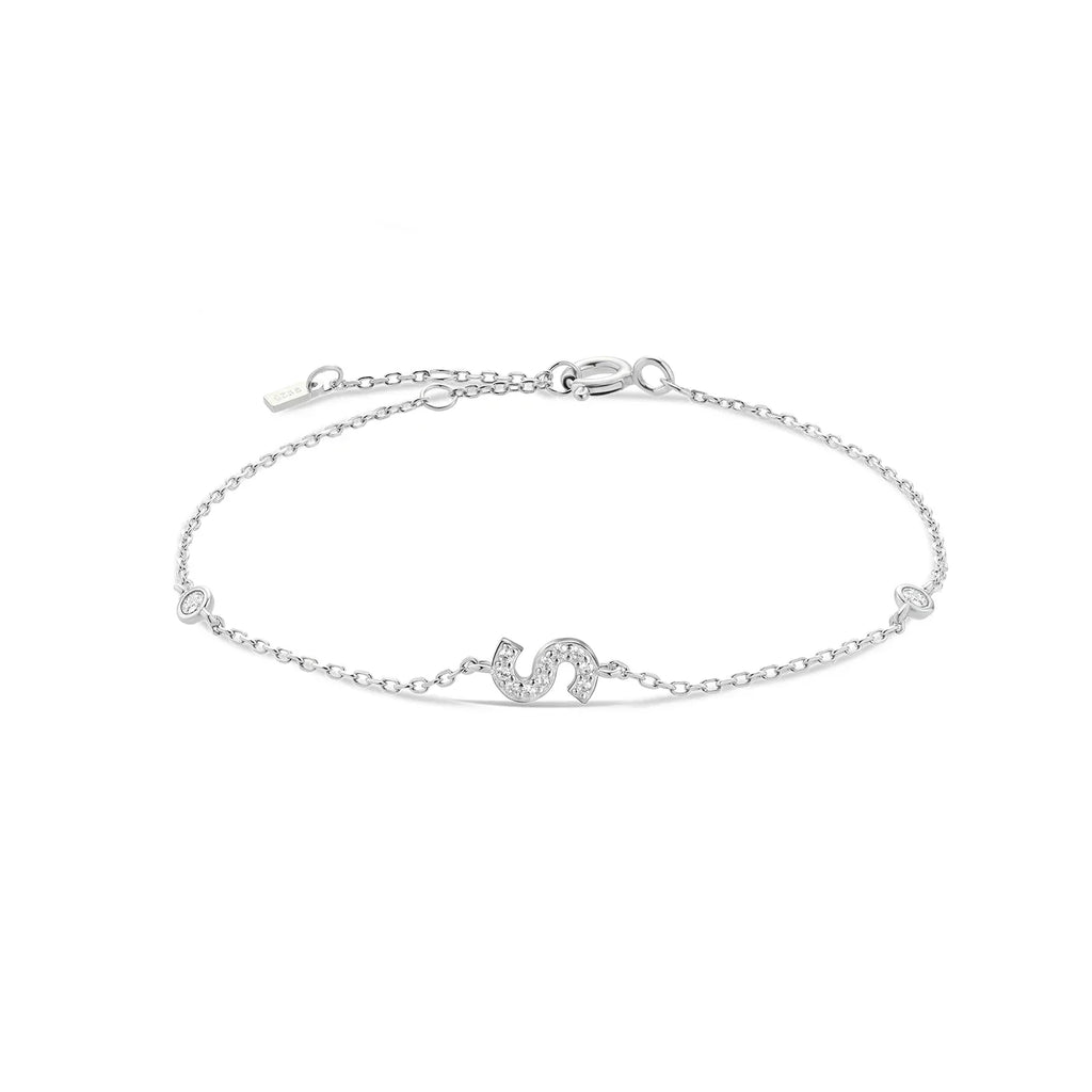 Bracelet avec initiale en strass argent s