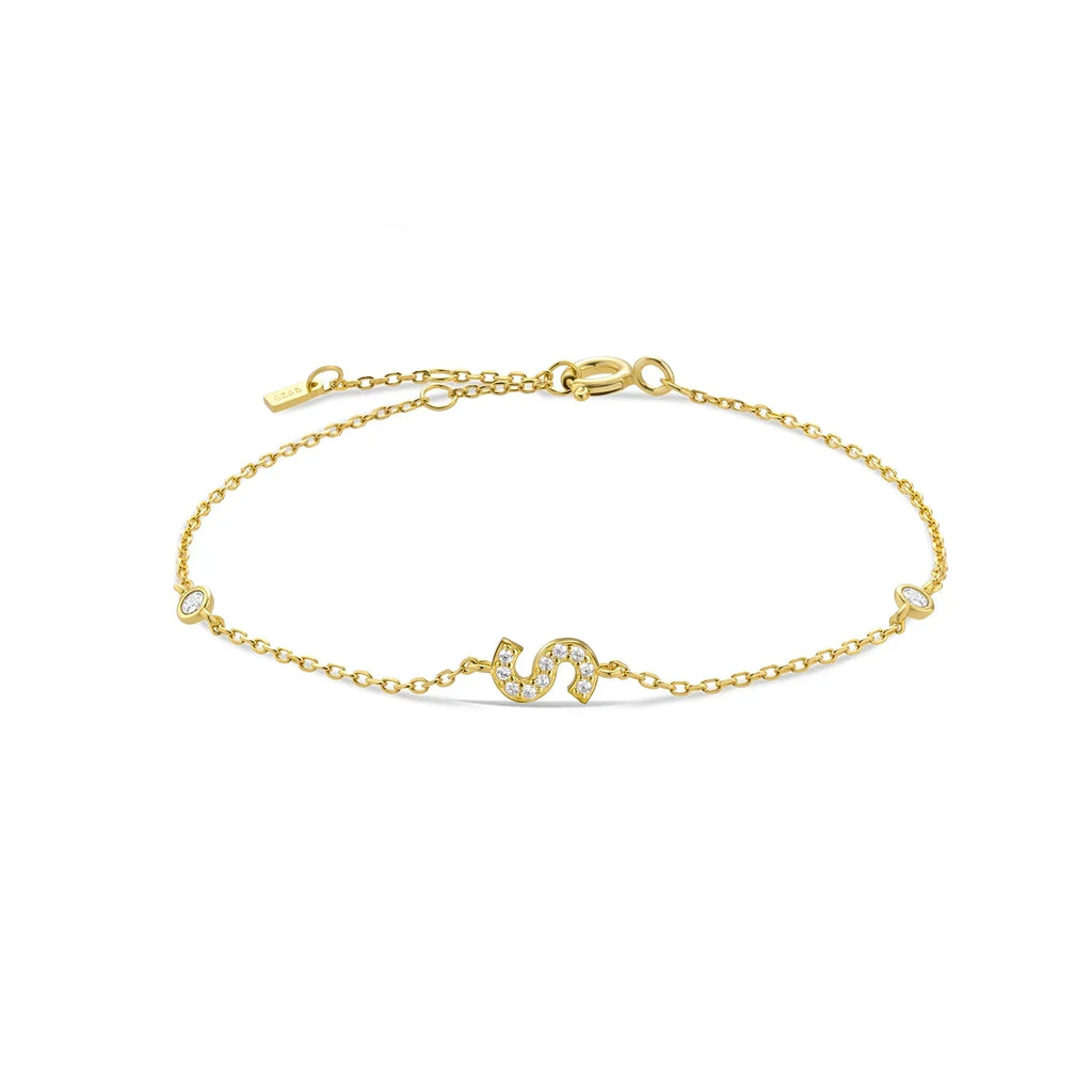 Bracelet avec initiale en strass or s