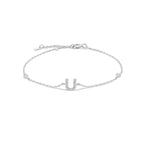 Bracelet avec initiale en strass argent u