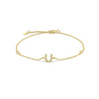 Bracelet avec initiale en strass or u