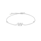 Bracelet avec initiale en strass argent w