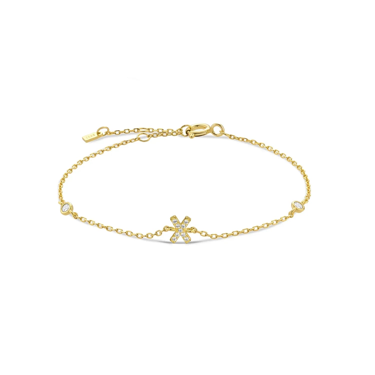 Bracelet avec initiale en strass or x