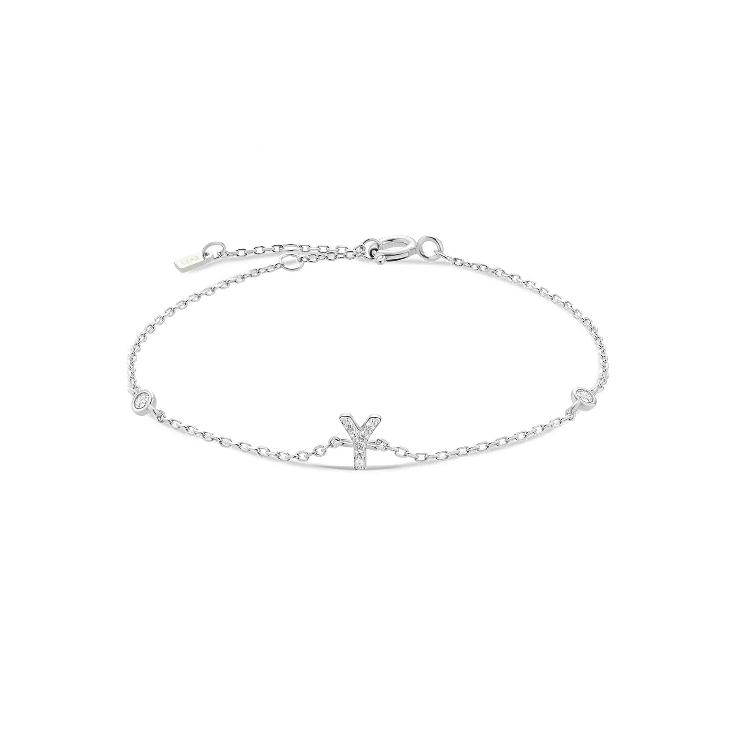 Bracelet avec initiale en strass argent y