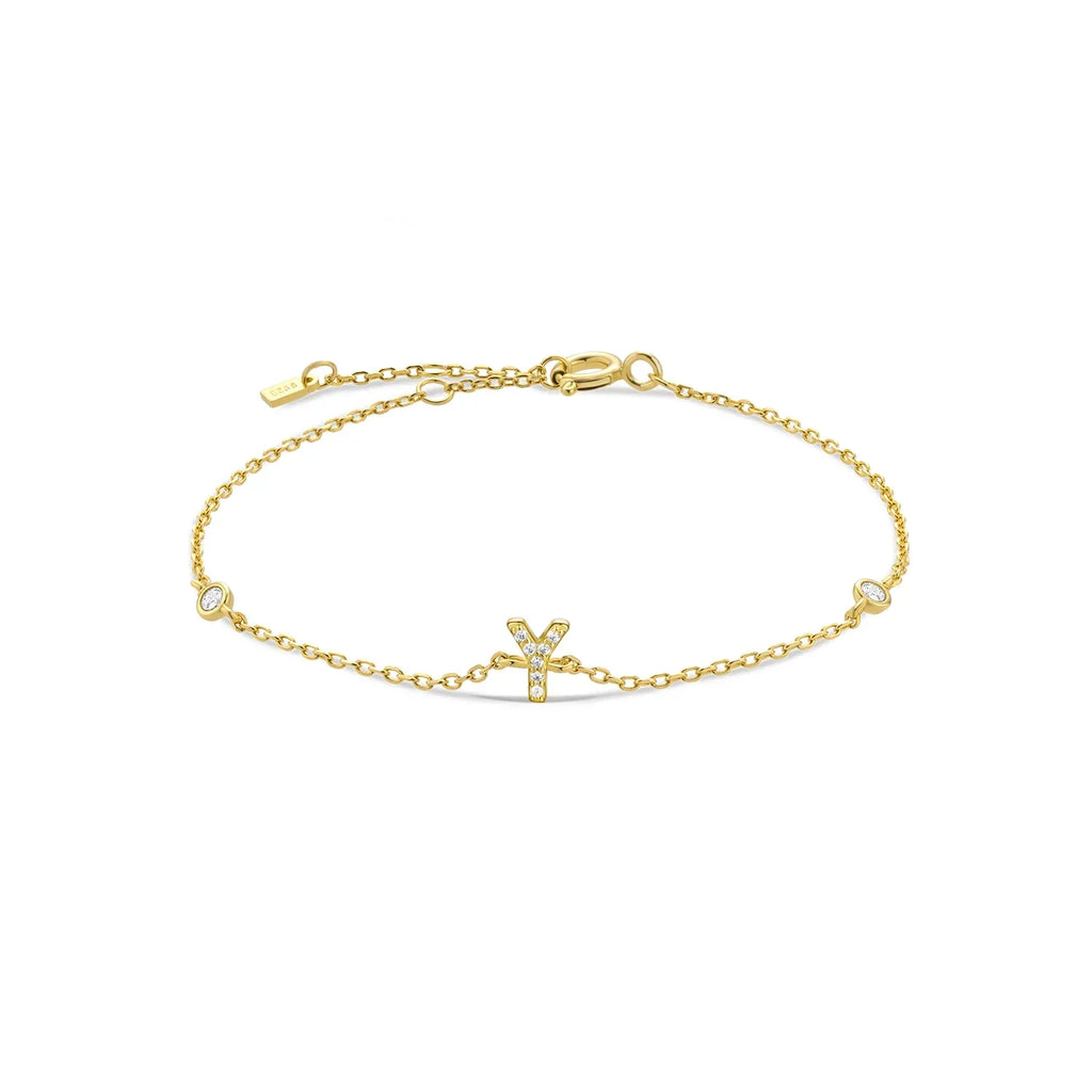 Bracelet avec initiale en strass or y