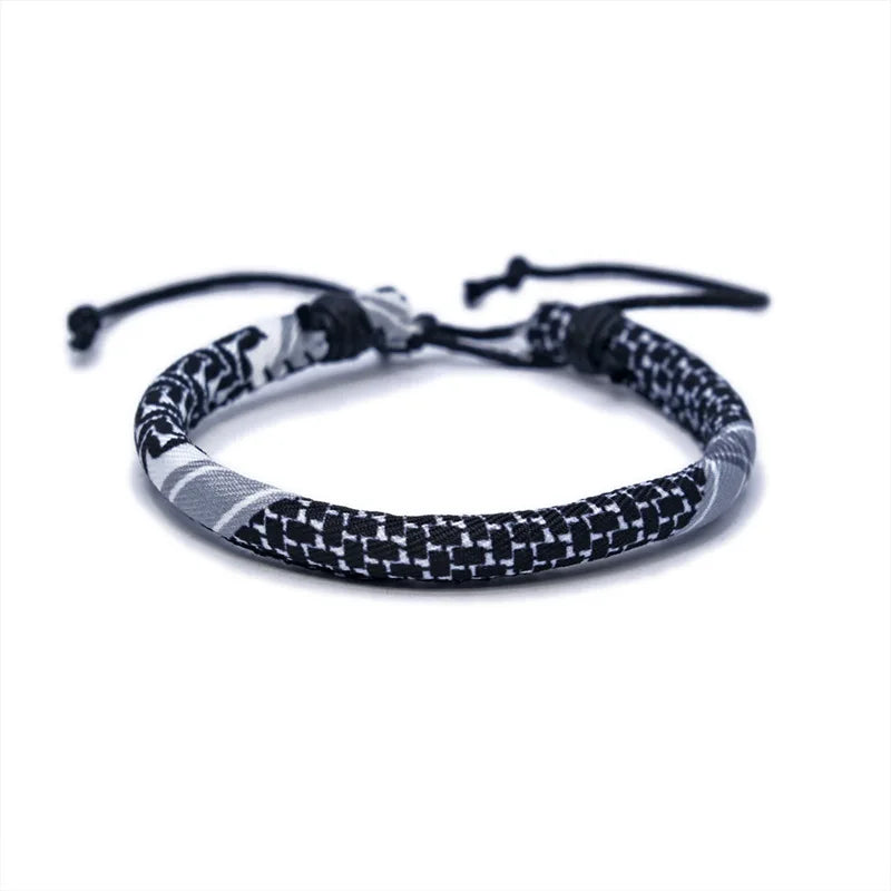 Bracelet avec motifs Keffiye arabe pour homme ou femme noir
