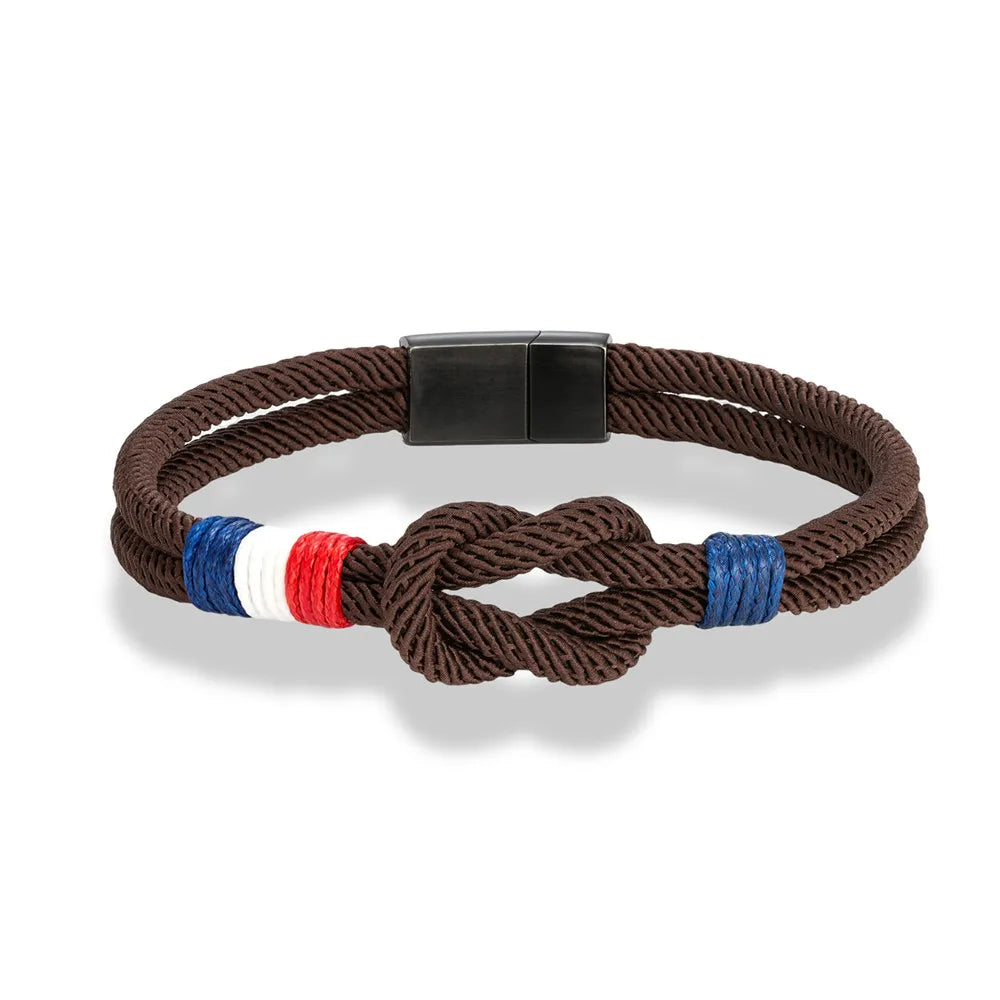 Bracelet avec noeud en corde marron