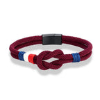 Bracelet avec noeud en corde bordeaux